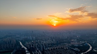 「新北」新北城区建筑日落晚霞