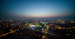 「新北」奥体中心传媒新北城市道路夜景