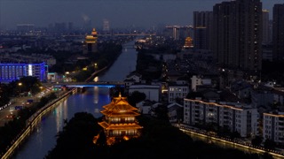 「天宁」东坡公园萃园同框蓝调夜景
